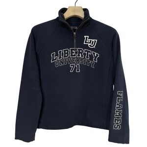 Vintage‎ Jansport Liberty University 1/4 Zip S Navy LU Flames Soft Academia Y2K